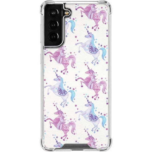 Cat Coq Purple Unicorns Galaxy S21 FE Clear Case
